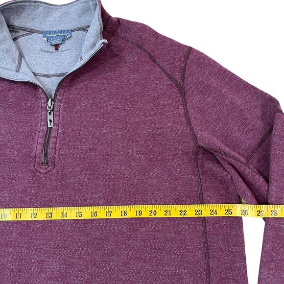 Tommy Bahama Reversible Sweater Men's Size XXL 1/4-Zip Pullover Burgundy Gray - Picture 3 of 5